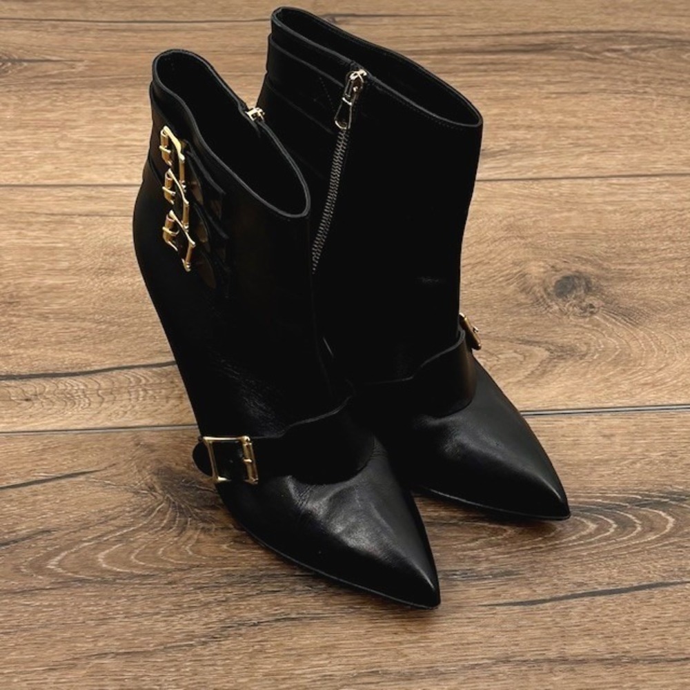 Rupert Sanderson Women's Size 11.5‎ US 42 EU Black Leather Ankle Booties Heels
